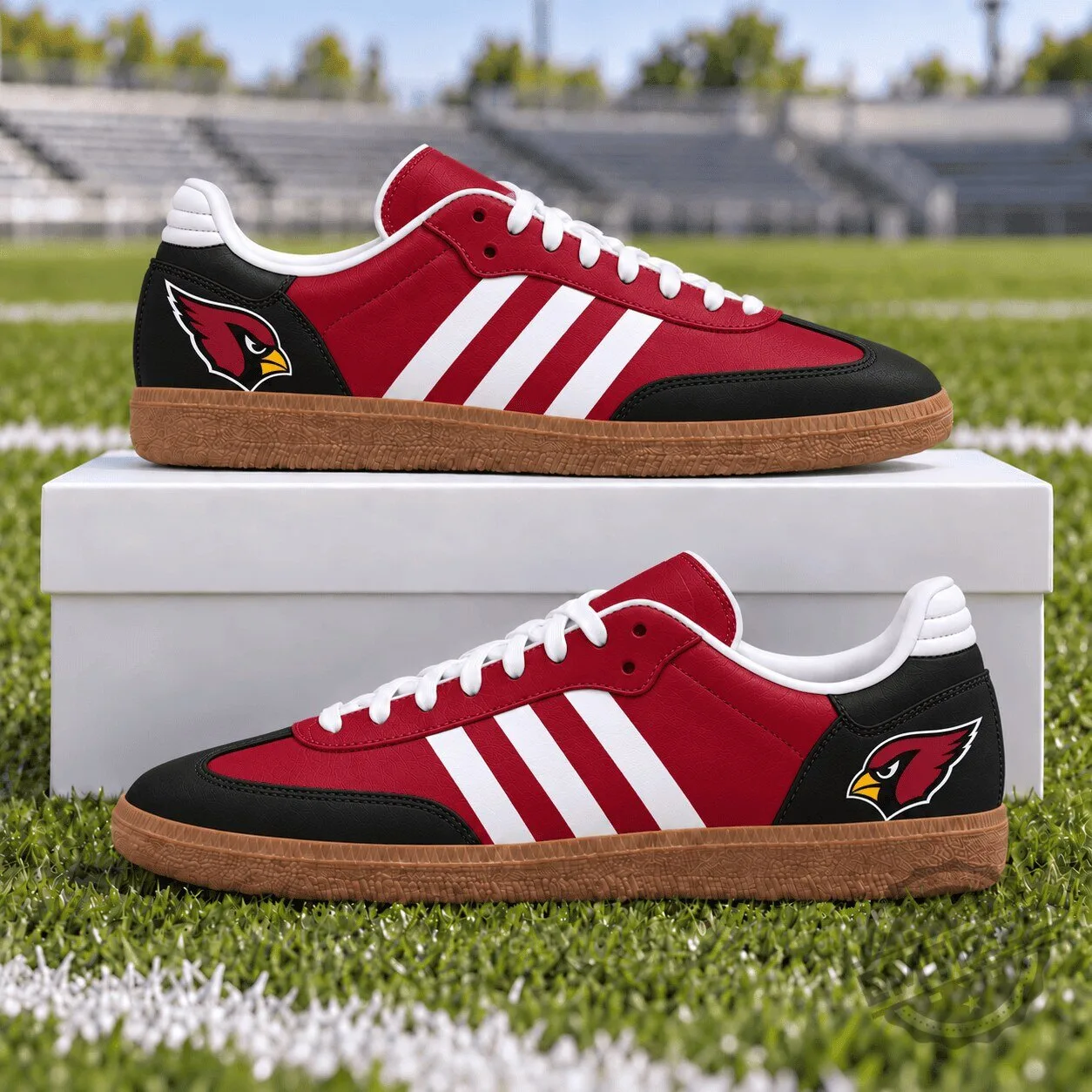 Arizona Cardinals Three Stripes Samba Style Red and Black Sneakers