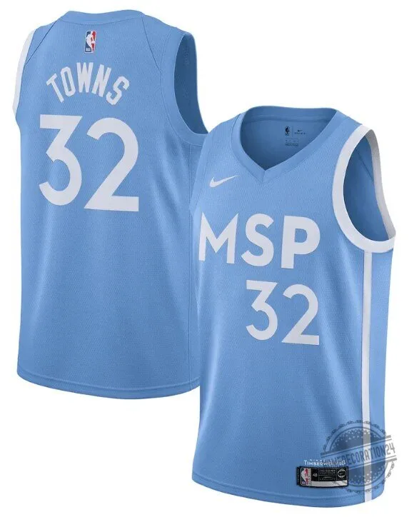 Minnesota Timberwolves Karl-Anthony Towns City Edition Light Blue Basketball Jersey