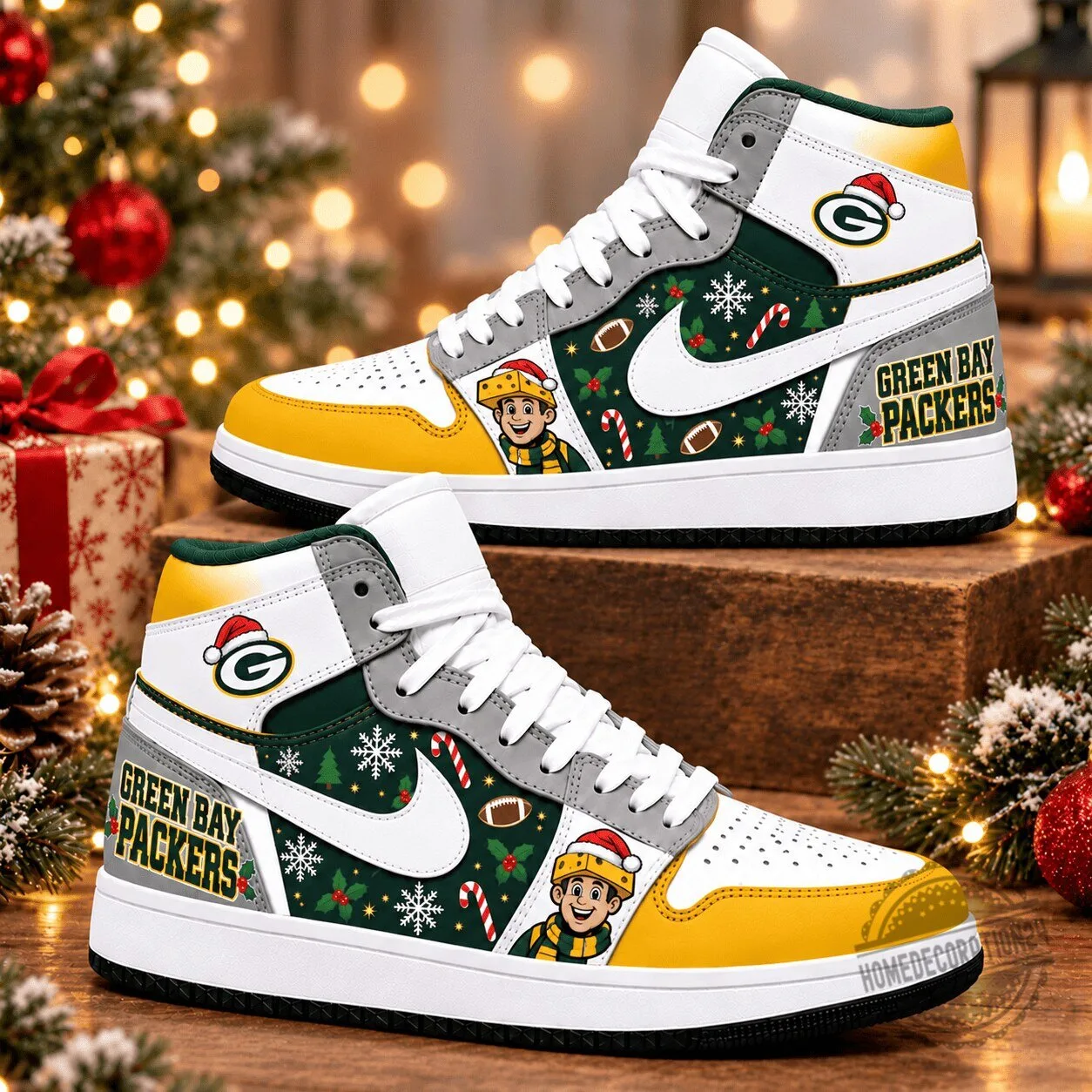 Green Bay Packers Christmas Holiday High Top Sneakers