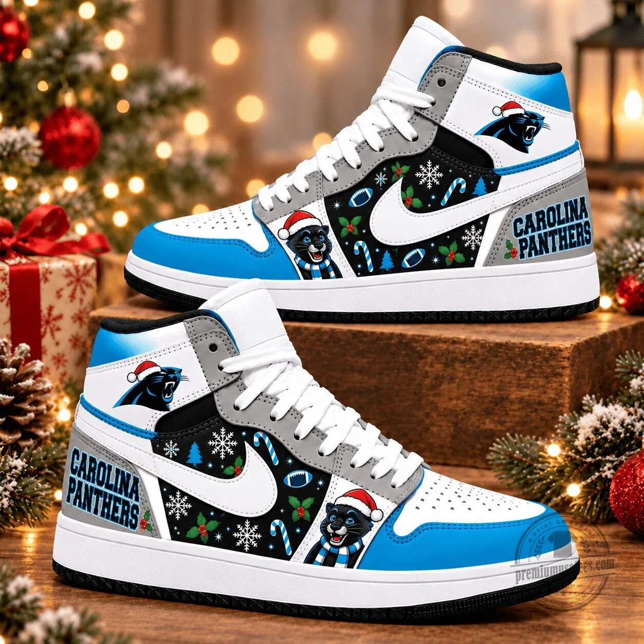 Carolina Panthers Christmas Holiday Pattern High Top Sneakers Shoes