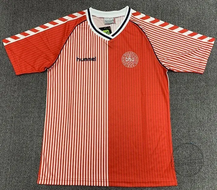 Denmark National Football Team 1986 Retro Home Soccer Jersey