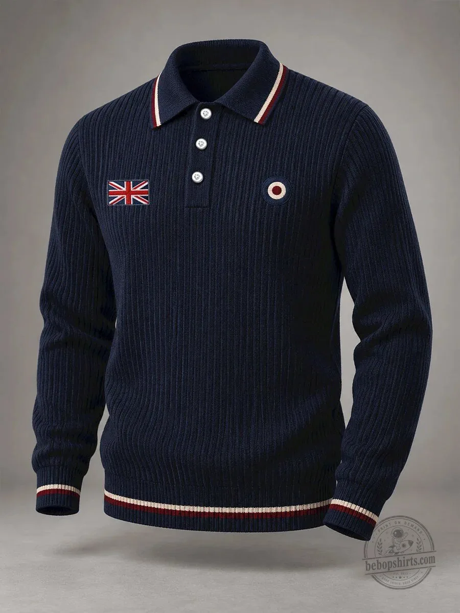 British Flag Mod Target Long Sleeve Polo Shirt