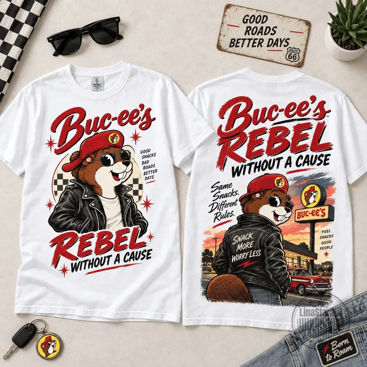 Buc-ee's Rebel Without a Cause Beaver Mascot Classic White T-Shirt