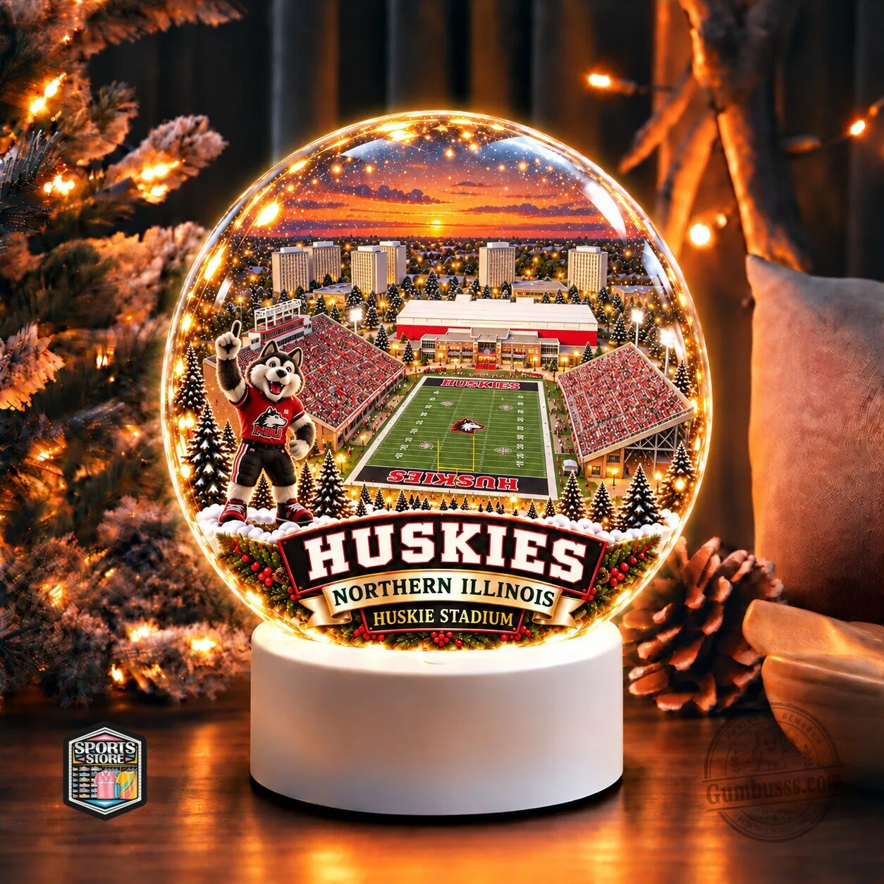 Northern Illinois Huskies Football Stadium Christmas Snow Globe