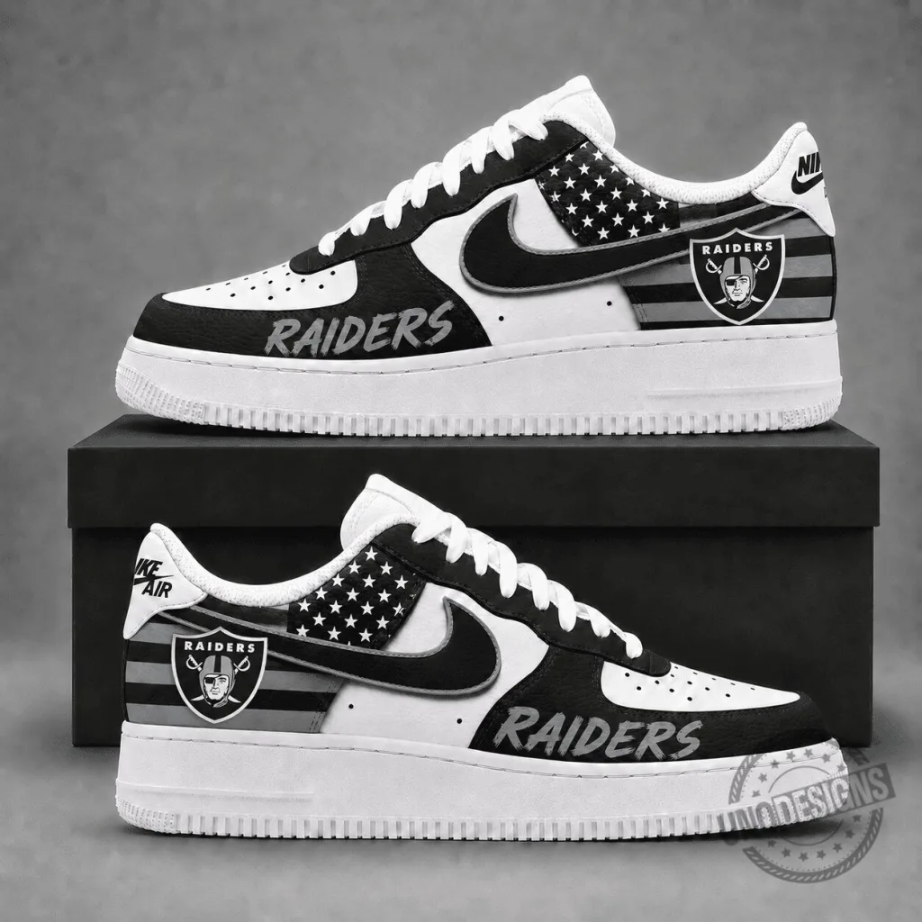 Las Vegas Raiders American Football Team Black and White Sneakers 3 Las Vegas Raiders American Football Team Black and White Sneakers