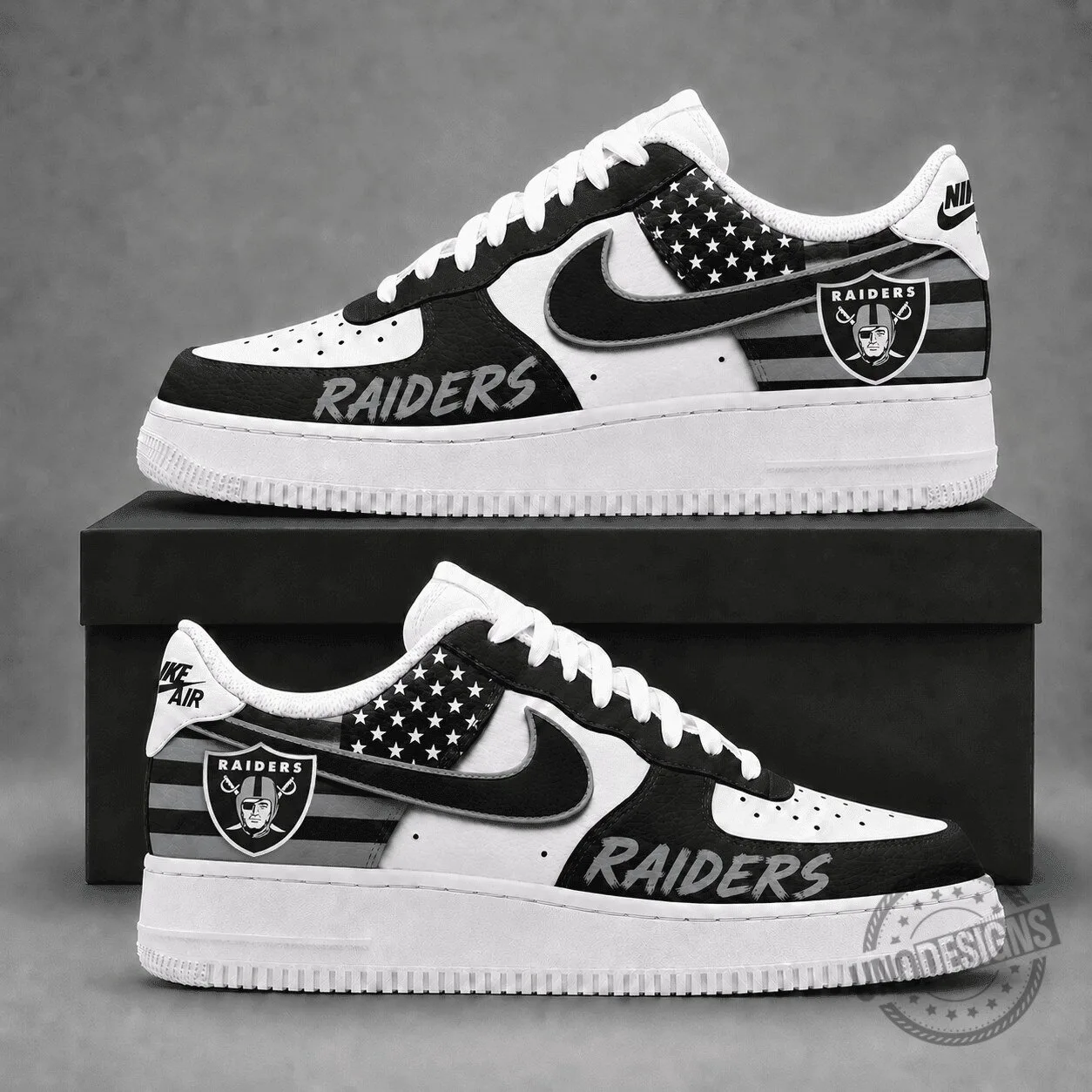 Las Vegas Raiders American Football Team Black and White Sneakers