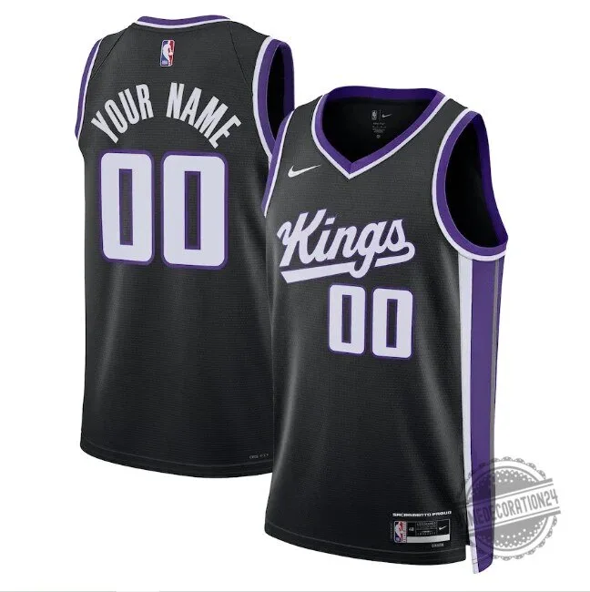Sacramento Kings Icon Edition Black Custom Basketball Jersey