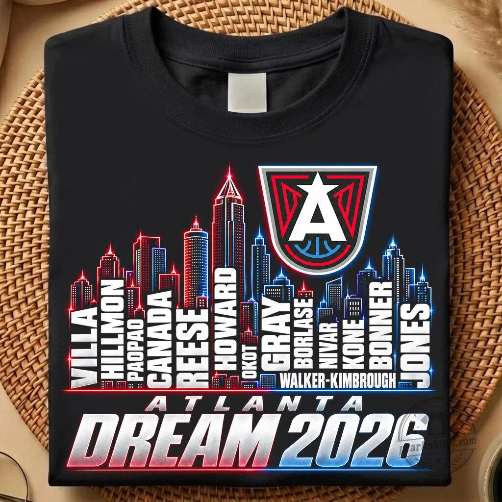 Atlanta Dream 2026 WNBA Basketball Team Roster Black Fan T-Shirt