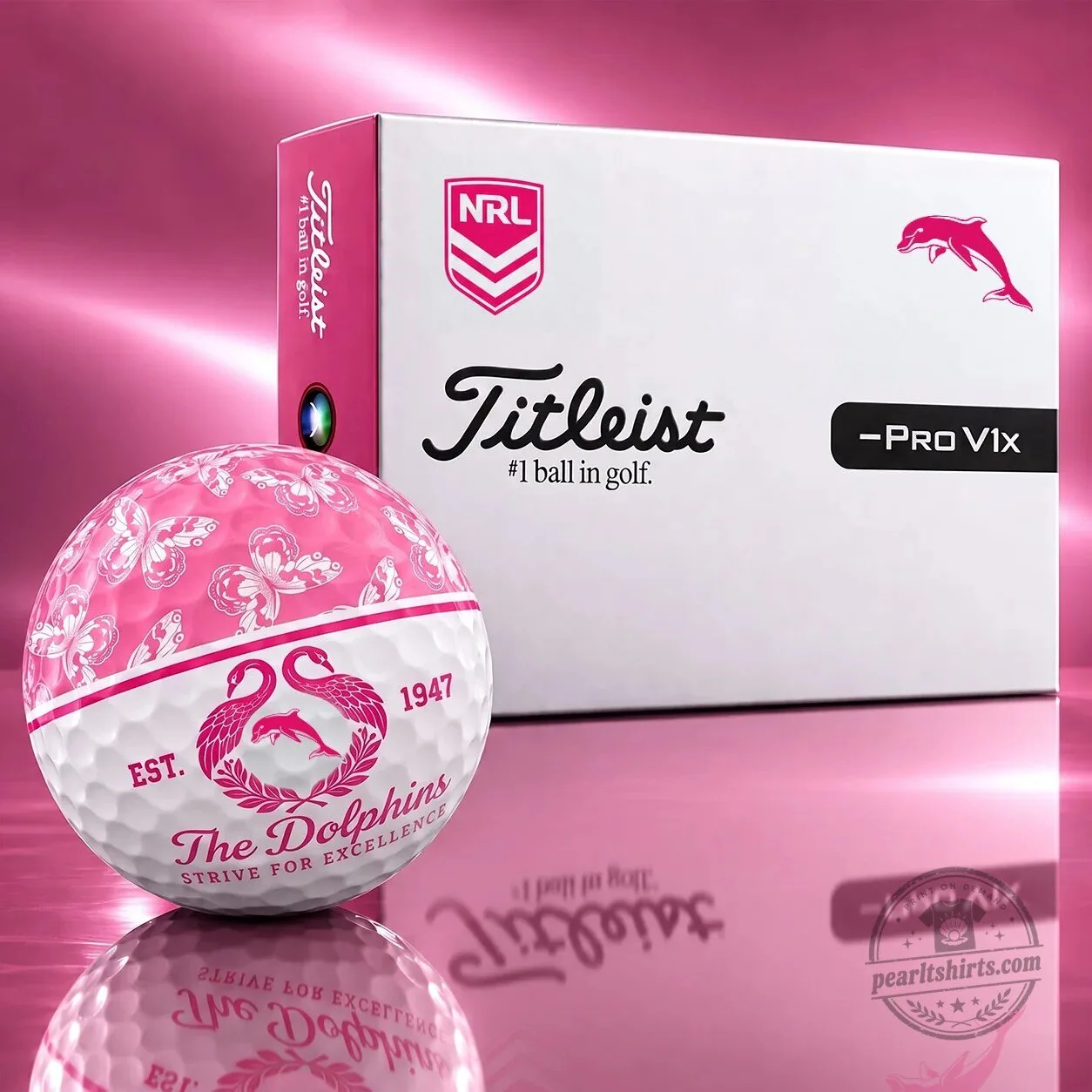 National Rugby League Dolphins Team Logo Pink Golf Ball