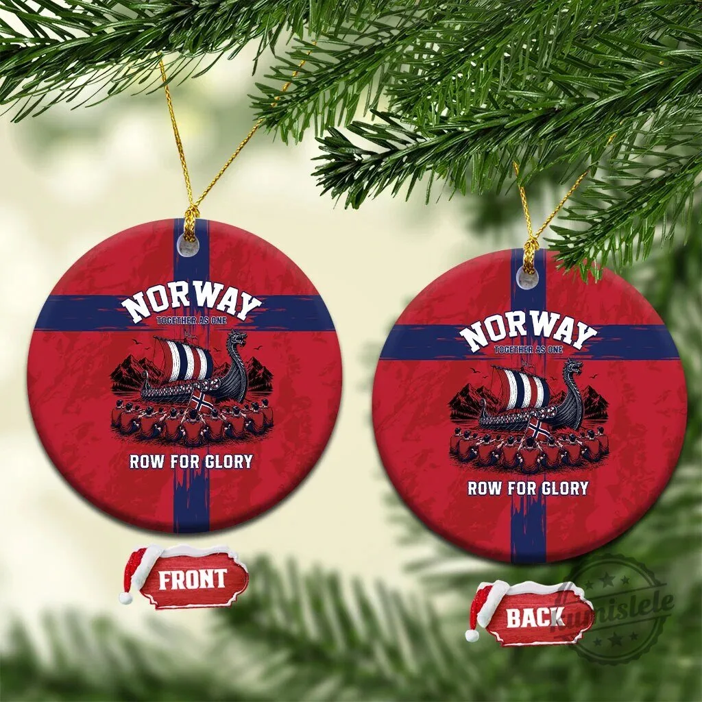 Norway Viking Ship Row For Glory Christmas Tree Holiday Ornament