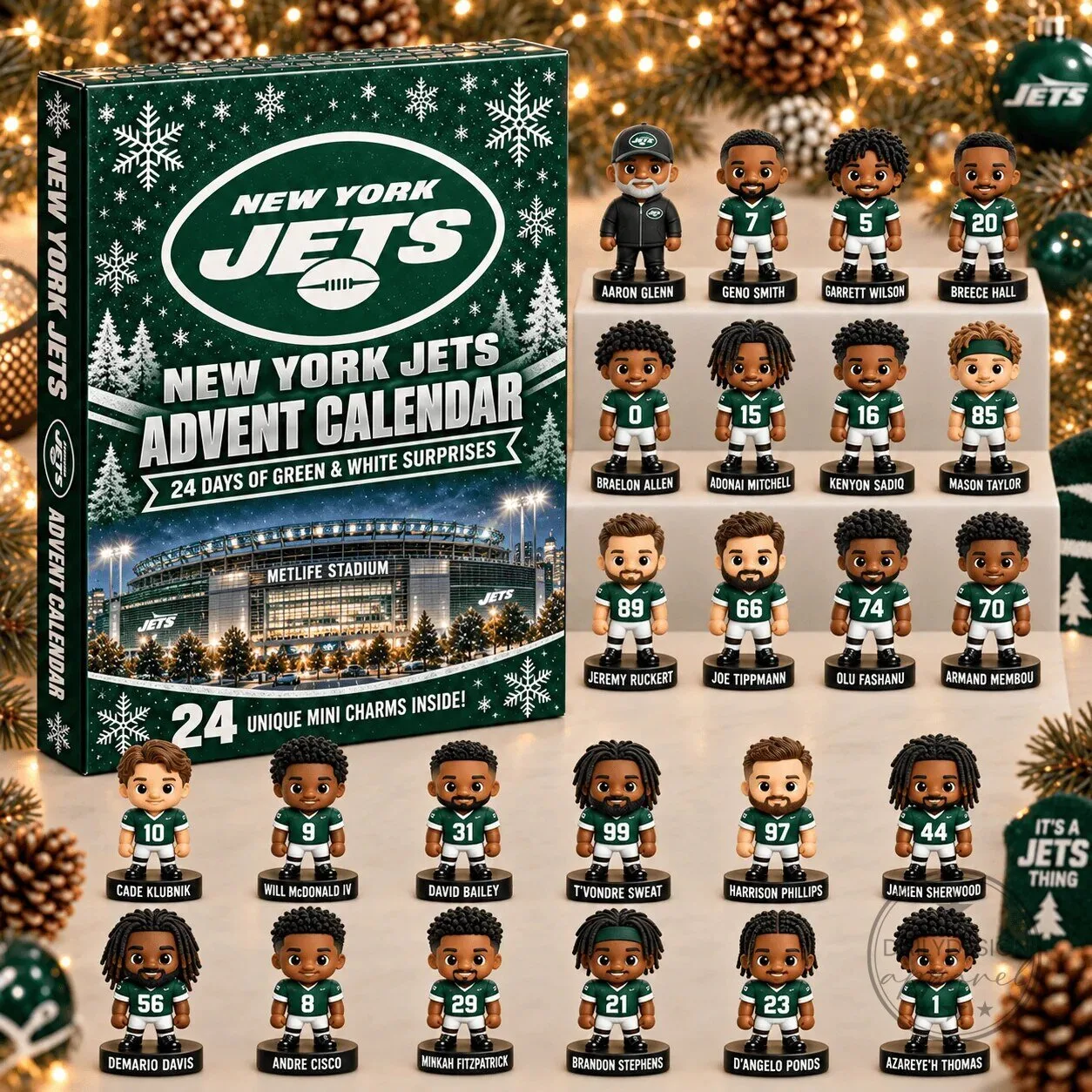 New York Jets NFL Football Team 24 Day Advent Calendar with Mini Figurines