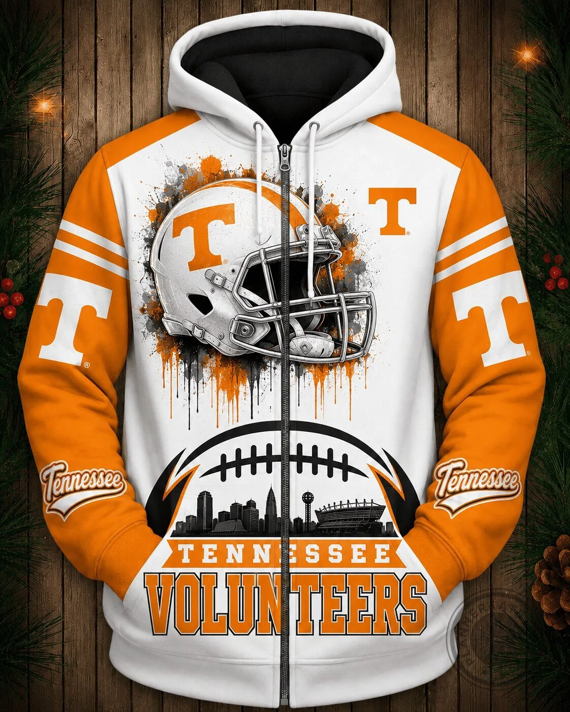 Tennessee Football Volunteers Team White Full-Zip Hoodie