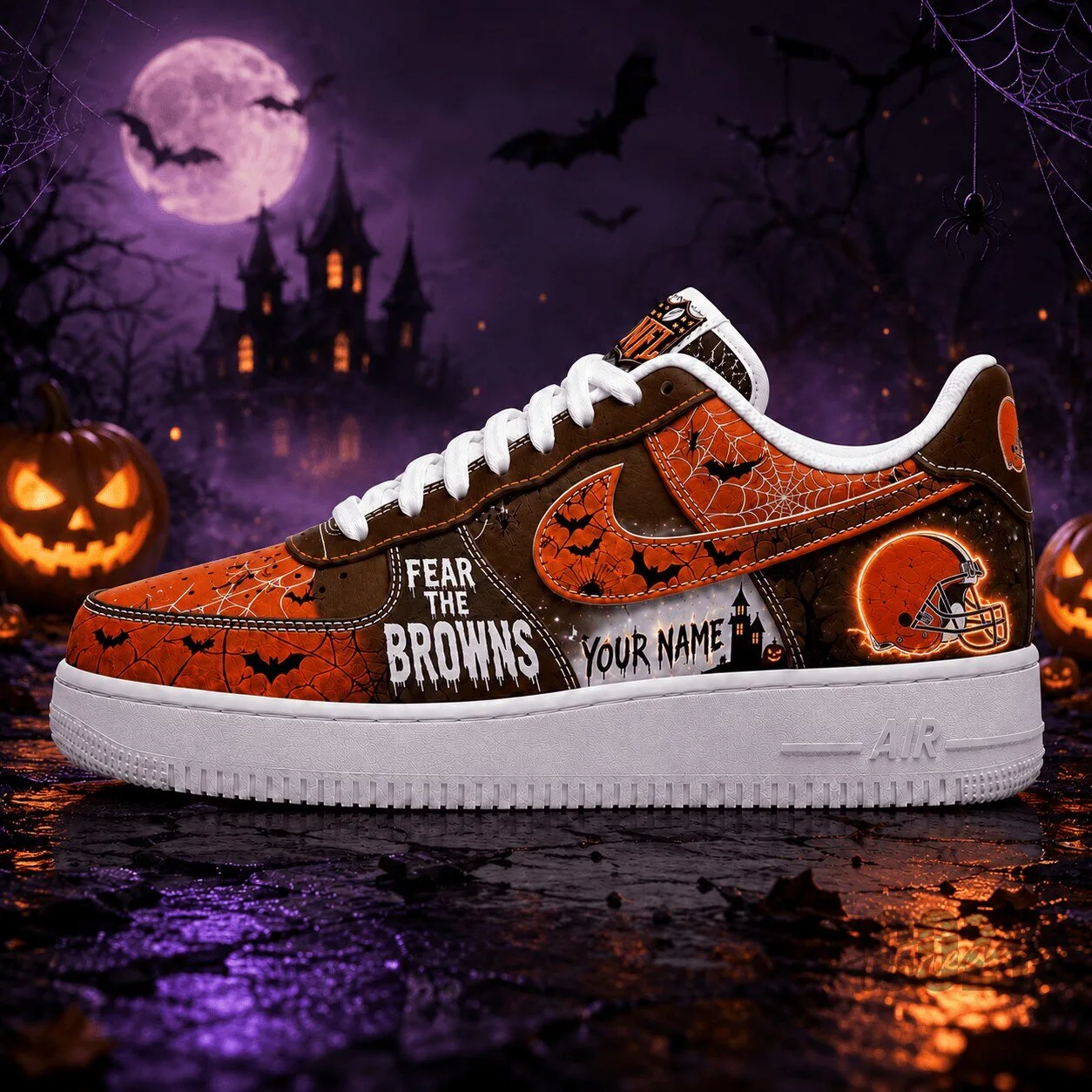 Cleveland Browns Fear The Browns Halloween Custom Name Sneakers