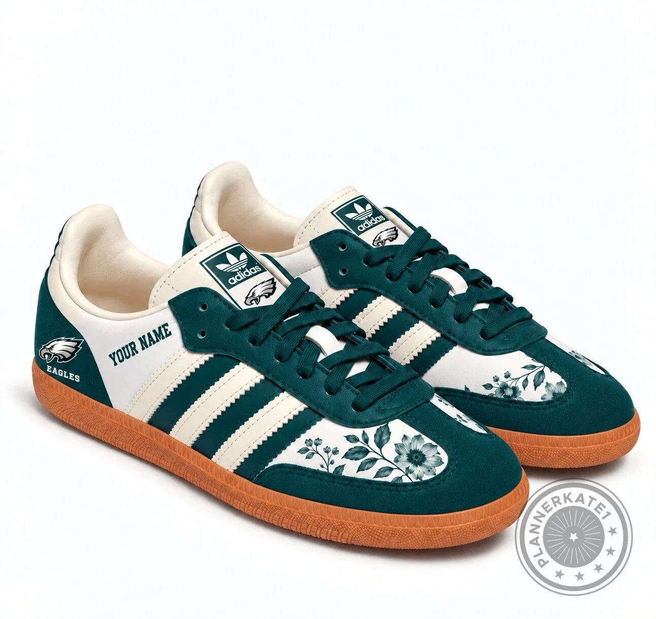 Philadelphia Eagles Custom Name Floral Pattern Football Team Adidas Samba Shoes