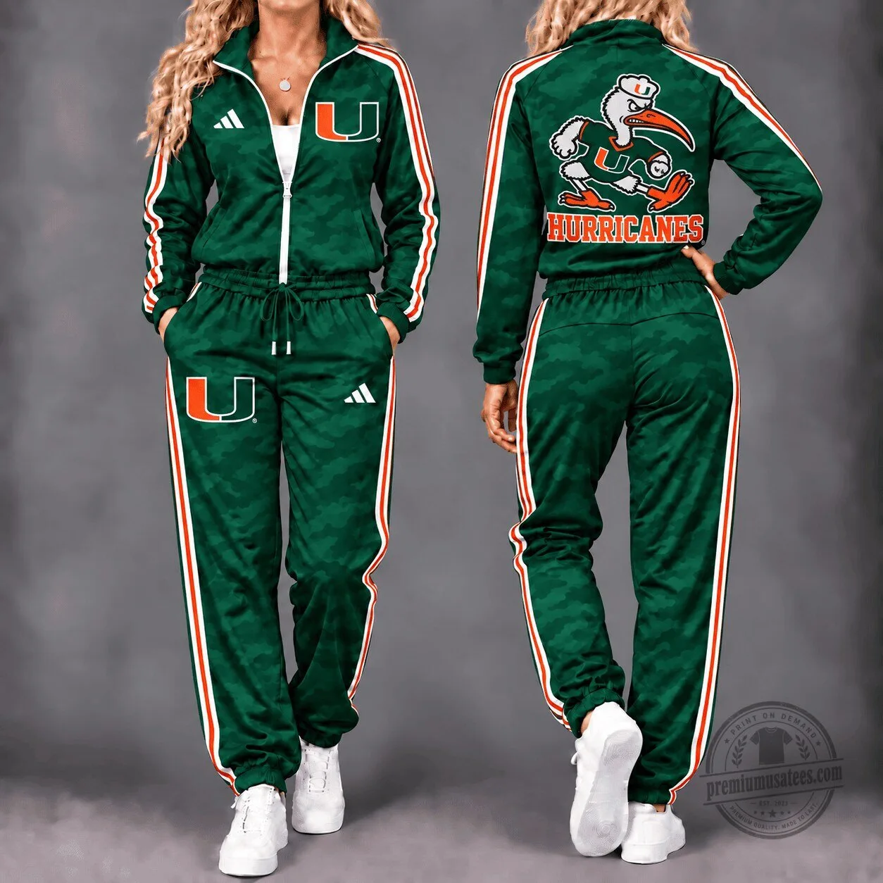Miami Hurricanes NCAA Signature Motion Waterproof Windbreaker Jacket and Pants Set