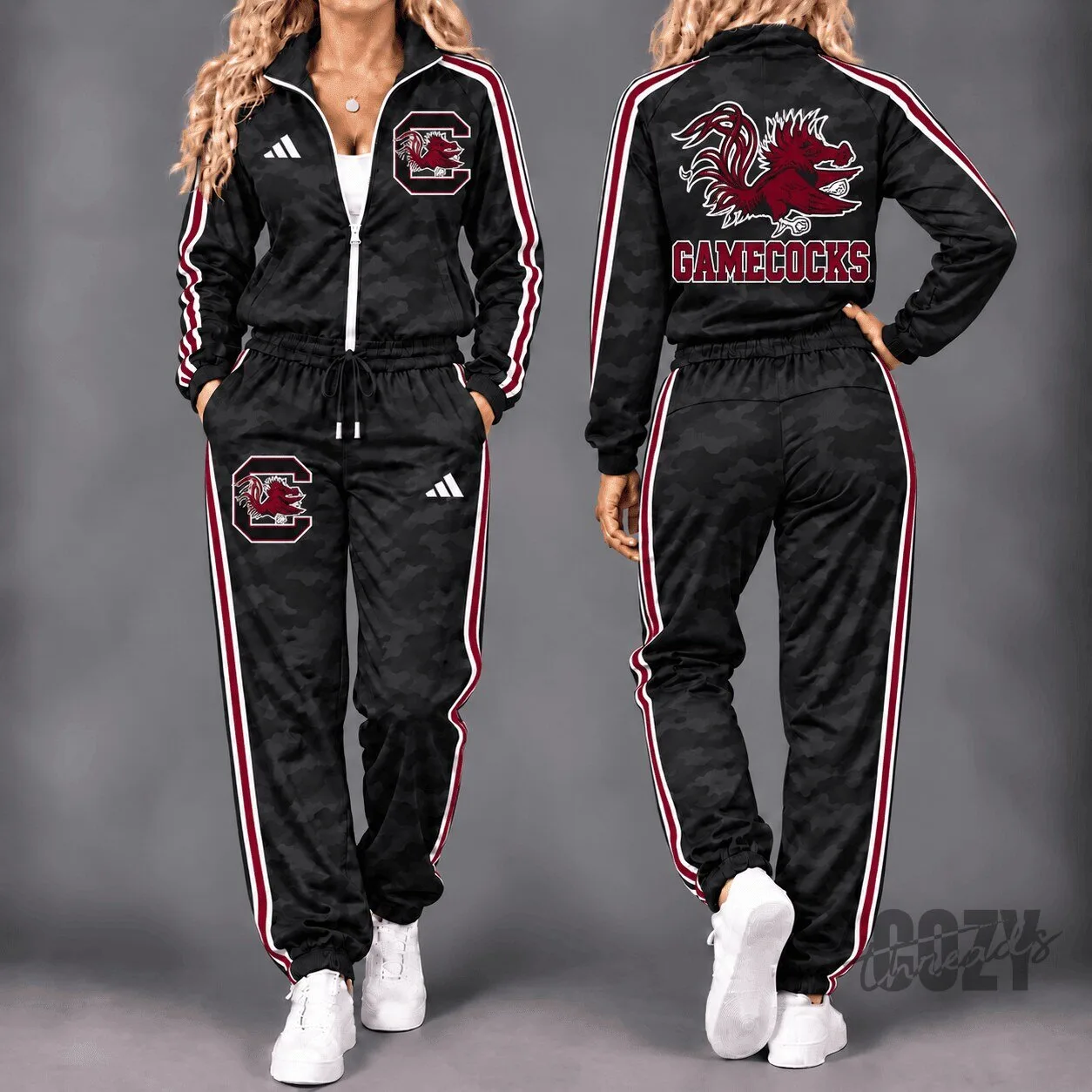 South Carolina Gamecocks NCAA Camouflage Pattern Full-Zip Tracksuit Jacket and Pants Set