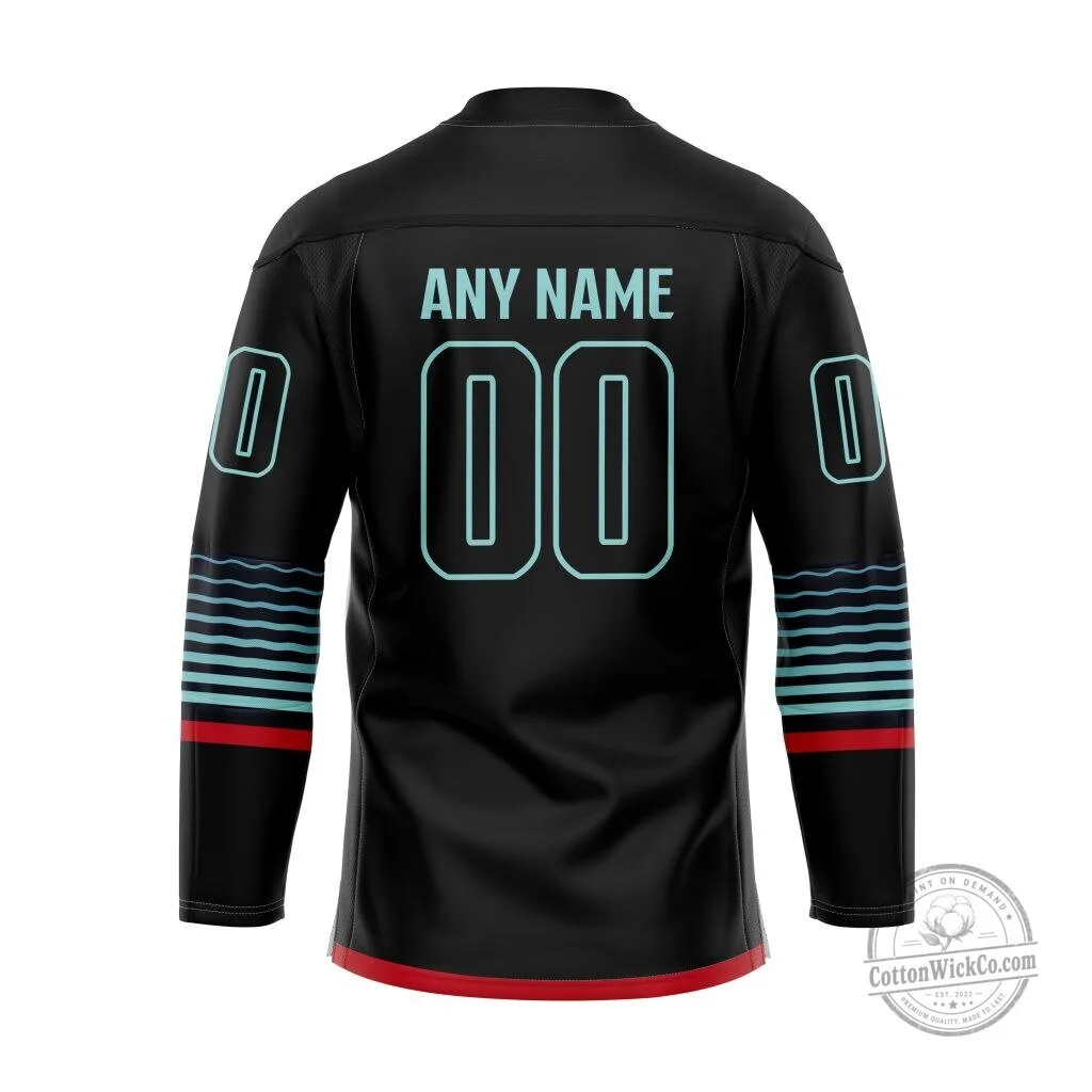Seattle Kraken Personalized Alternate Black Ice Hockey Jersey 3 Seattle Kraken Personalized Alternate Black Ice Hockey Jersey