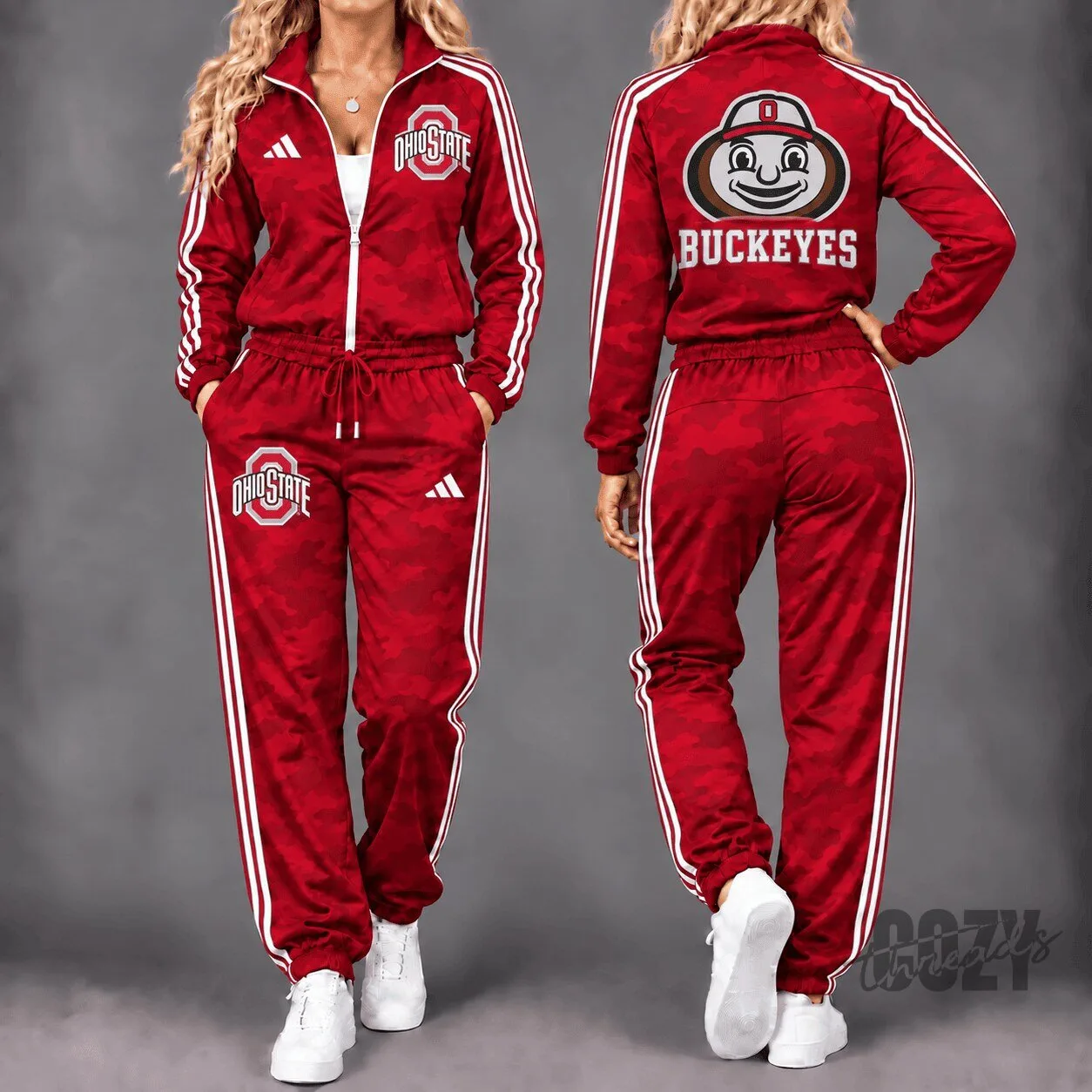 Ohio State Buckeyes NCAA Camouflage Pattern Full-Zip Tracksuit Hoodie