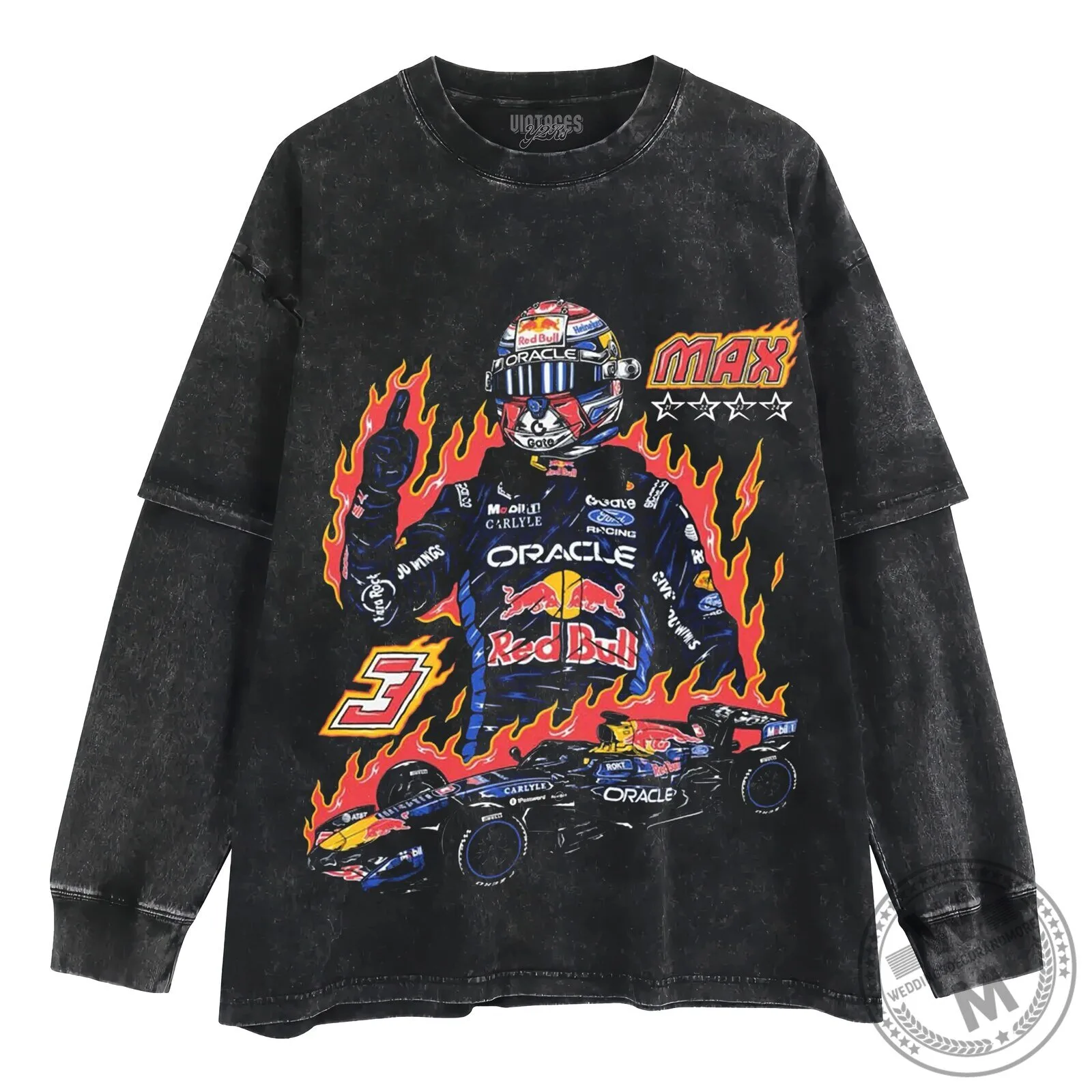 Max Verstappen Red Bull Racing F1 Car Vintage Long-Sleeve T-Shirt