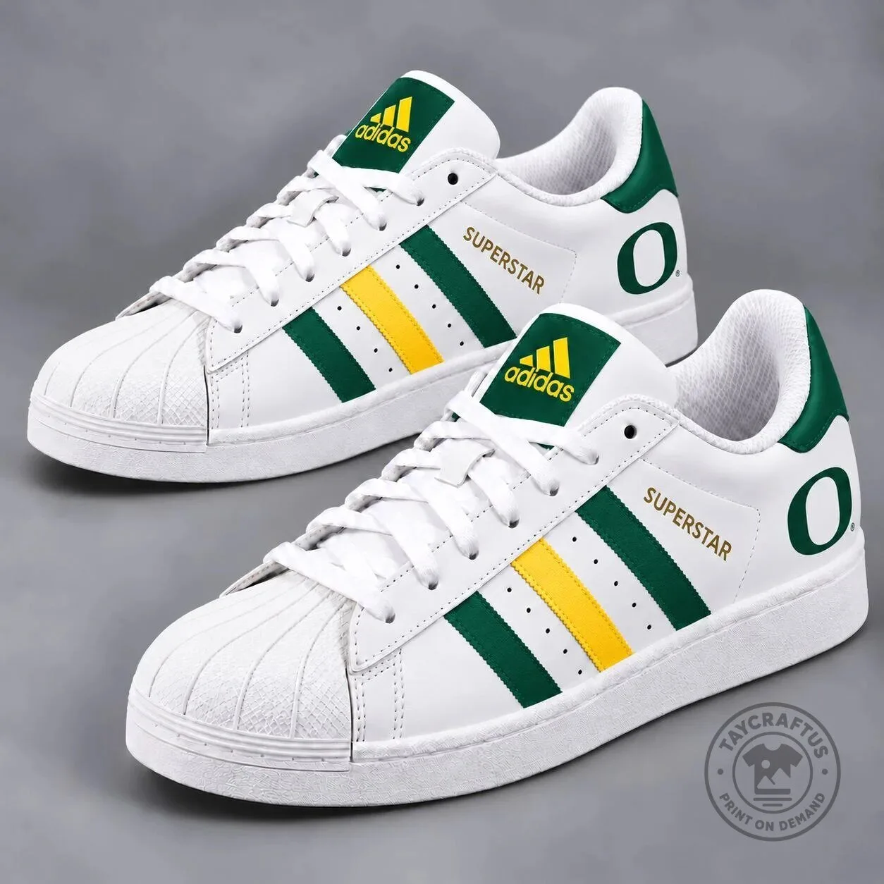 Oregon Ducks NCAA Game Day Superstar Shoes for Men and Women 1 Oregon Ducks NCAA Game Day Superstar Shoes for Men and Women
