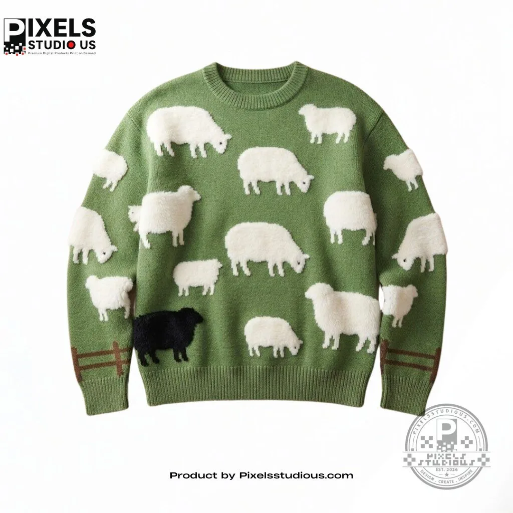 Warm & Wonderful Womens Sheep Sweater 4 Warm & Wonderful Womens Sheep Sweater 3D shirt or sports jersey with all-over print design