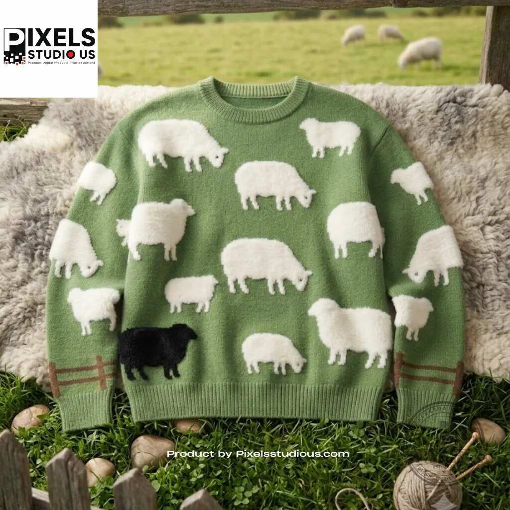 Warm & Wonderful Womens Sheep Sweater 5 Warm & Wonderful Womens Sheep Sweater 3D shirt or sports jersey with all-over print design