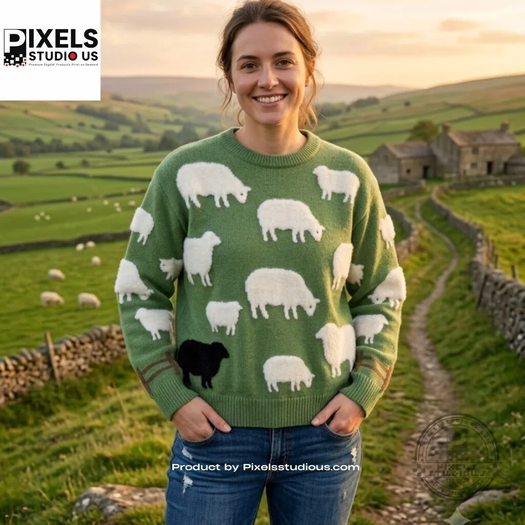 Warm & Wonderful Womens Sheep Sweater 6 Warm & Wonderful Womens Sheep Sweater 3D shirt or sports jersey with all-over print design