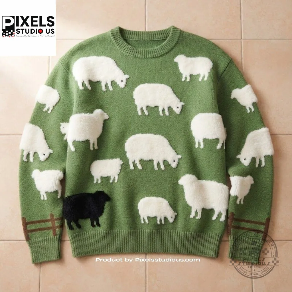 Warm & Wonderful Womens Sheep Sweater 7 Warm & Wonderful Womens Sheep Sweater 3D shirt or sports jersey with all-over print design