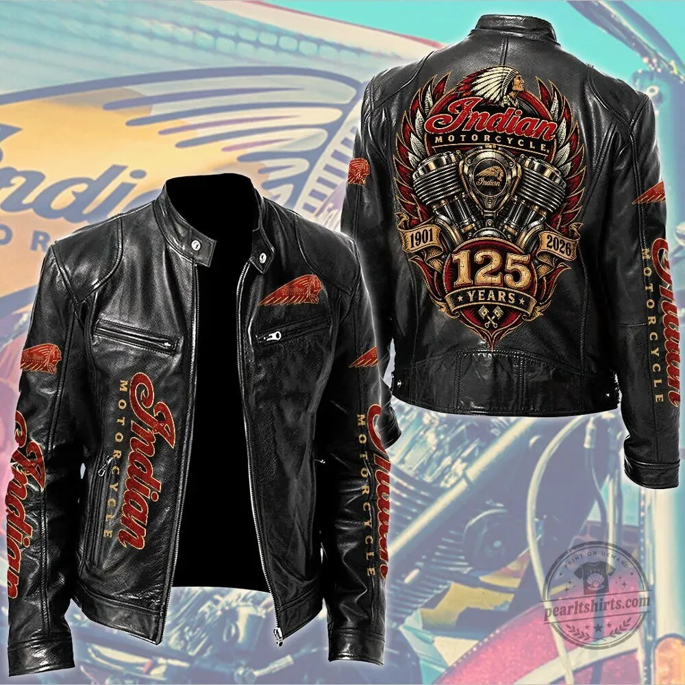 Men's Black Leather Jacket for Indian Motorcycle's 125th Anniversary