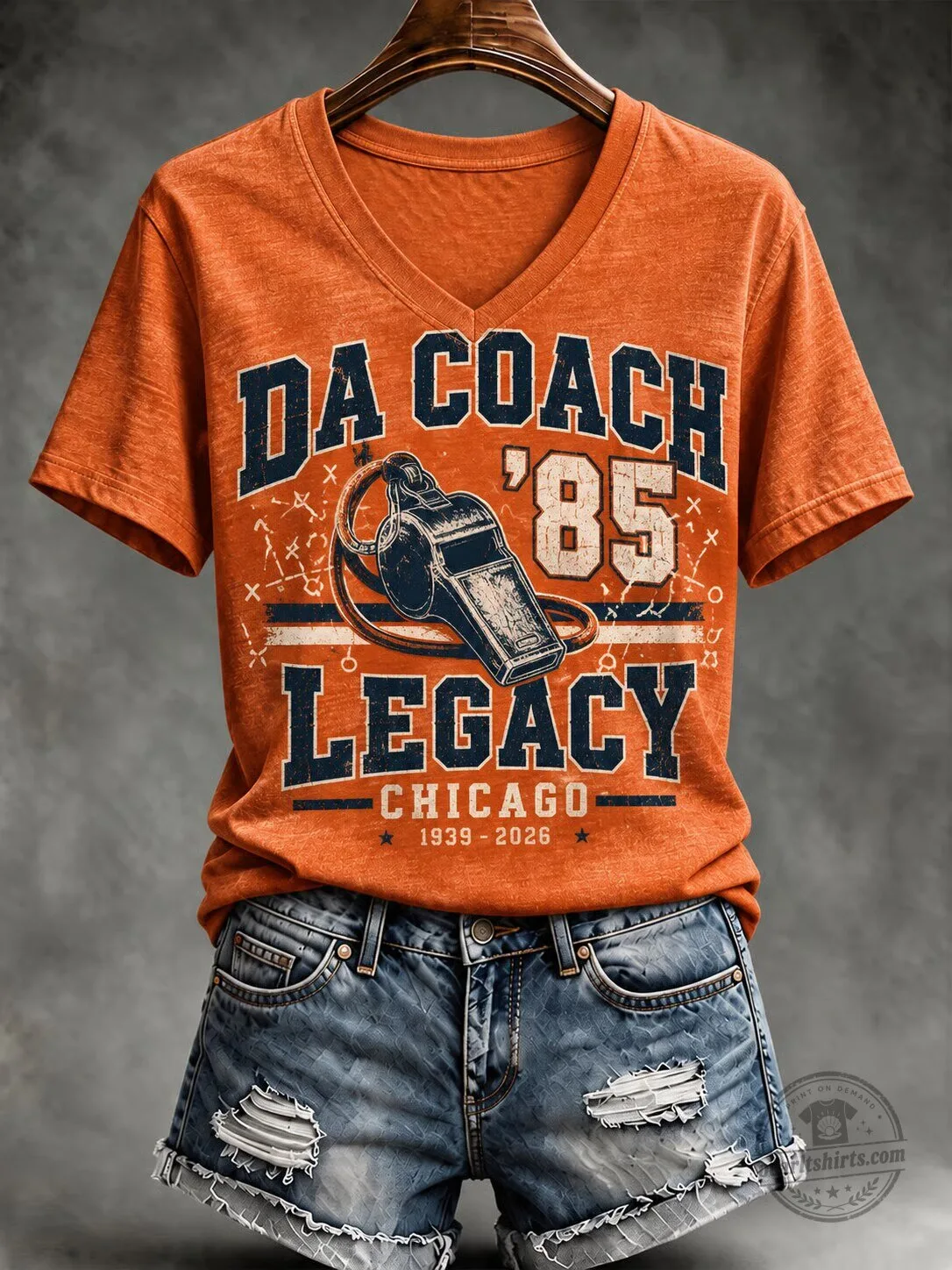 Da Coach '85 Legacy Chicago Football Team Fan V-Neck Short Sleeve T-Shirt