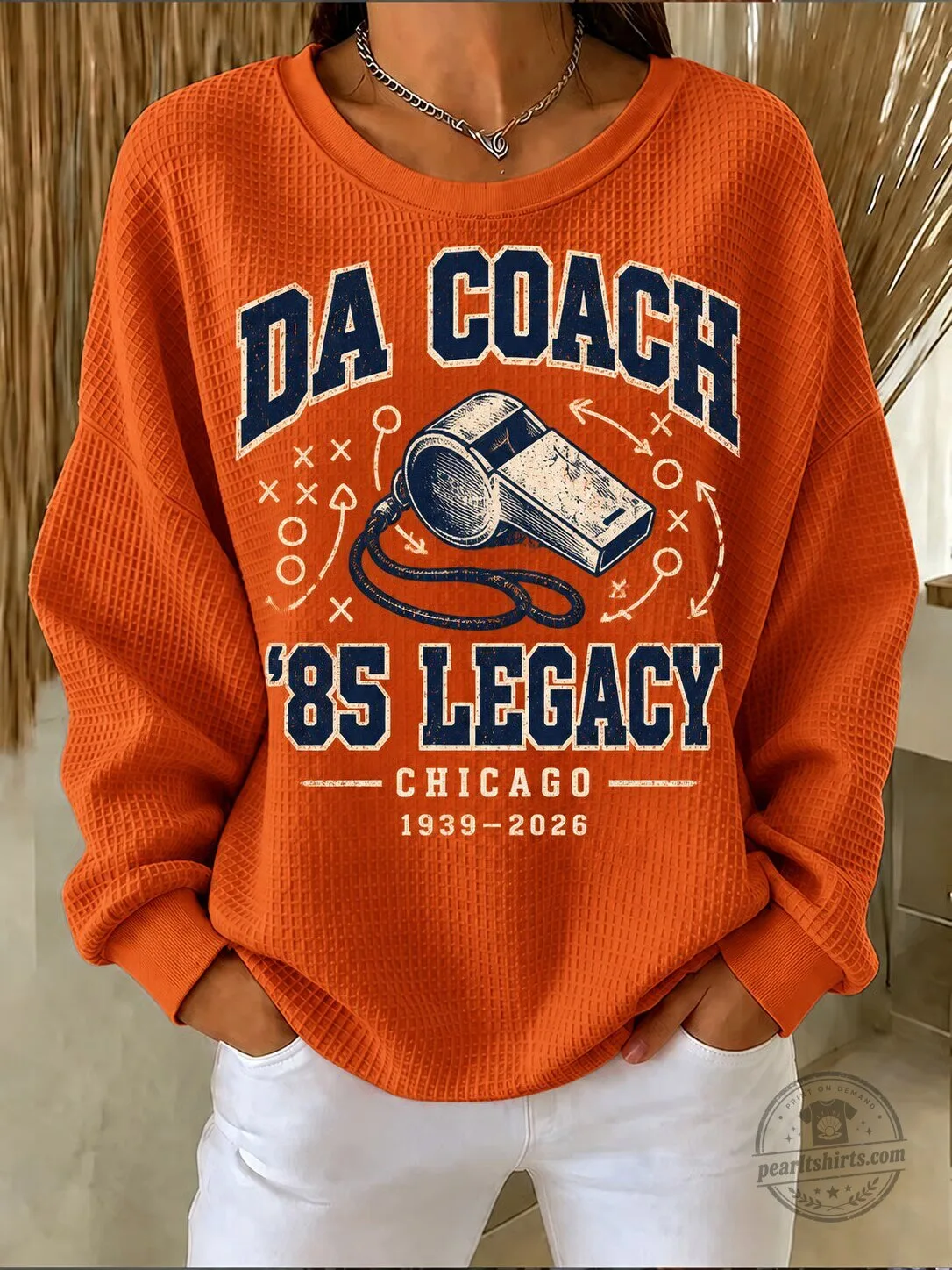 Chicago Da Coach '85 Legacy Waffle Knit Crewneck Long Sleeve Sweatshirt