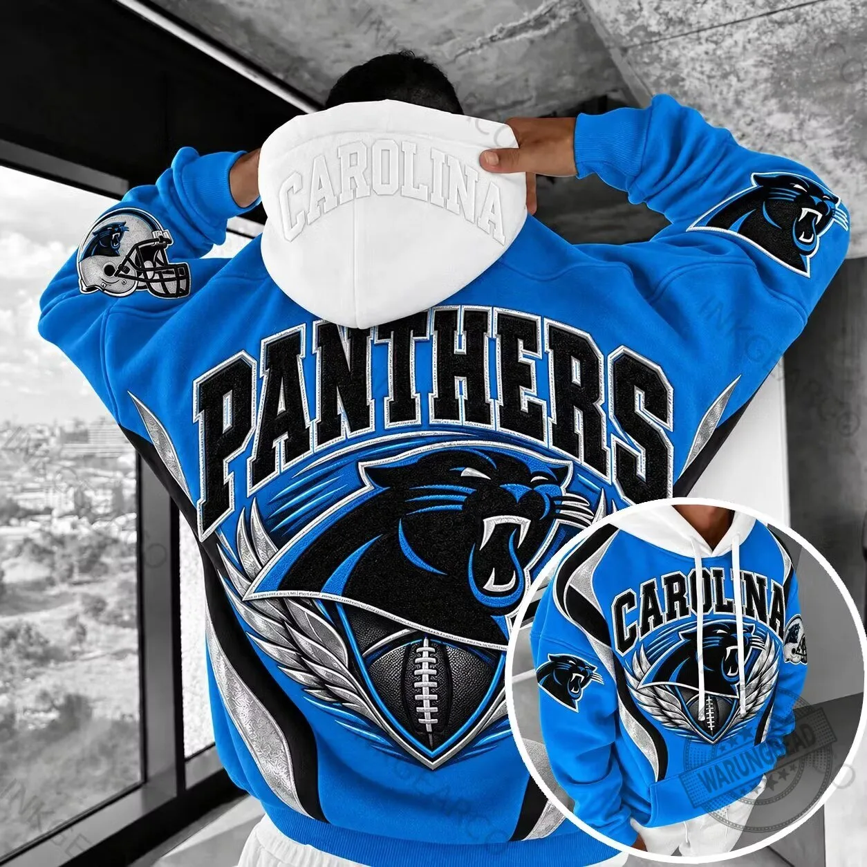 Blue Hoodie with Carolina Panthers NFL Team Logo