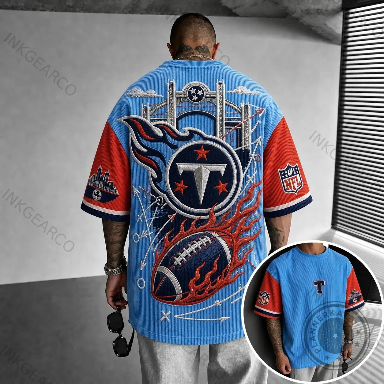 Tennessee Titans NFL Football Team Bridge Logo Short-Sleeve T-Shirt