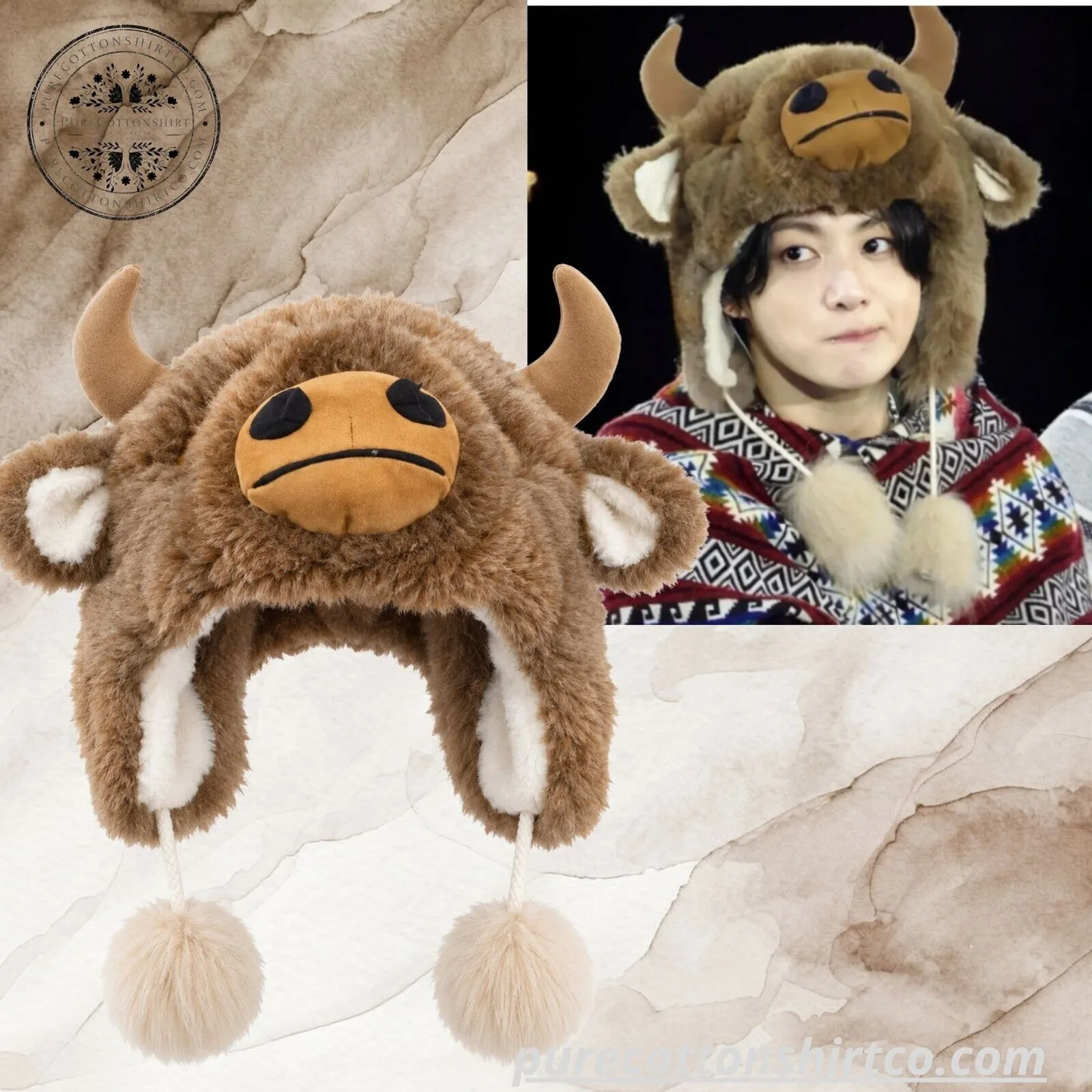 BTS Jungkook Highland Cow Plush Hat - BTS WORLD TOUR 'ARIRANG' IN LIMA