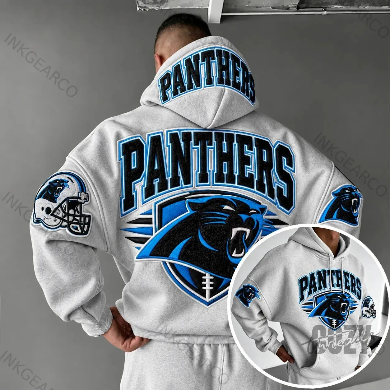 Carolina Panthers NFL Football Team Logo Gray Hoodie for Men and Women