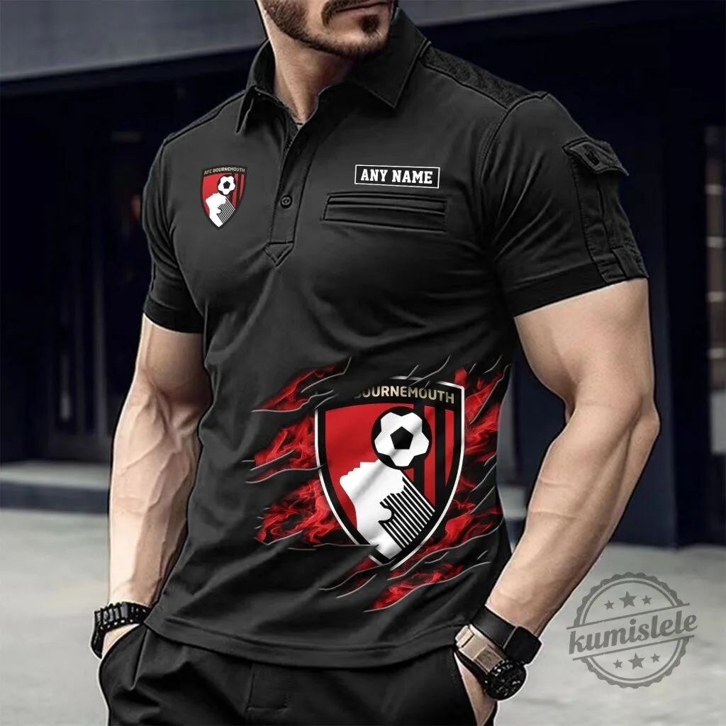 Bournemouth Football Club Personalized Name Men's Short Sleeve Polo Shirt