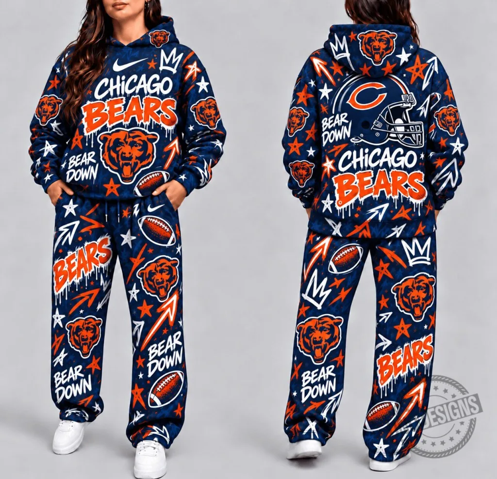 Chicago Bears NFL Graffiti Art Style Blue Hoodie and Sweatpants Set 25 Chicago Bears NFL Graffiti Art Style Blue Hoodie and Sweatpants Set