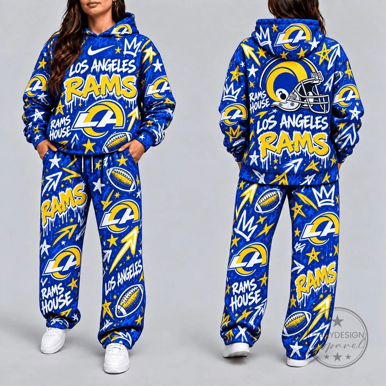 Los Angeles Rams Football Team Graffiti Style All Over Print Hoodie