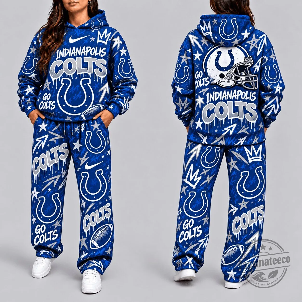 Indianapolis Colts Football Team Graffiti Art Blue Hoodie