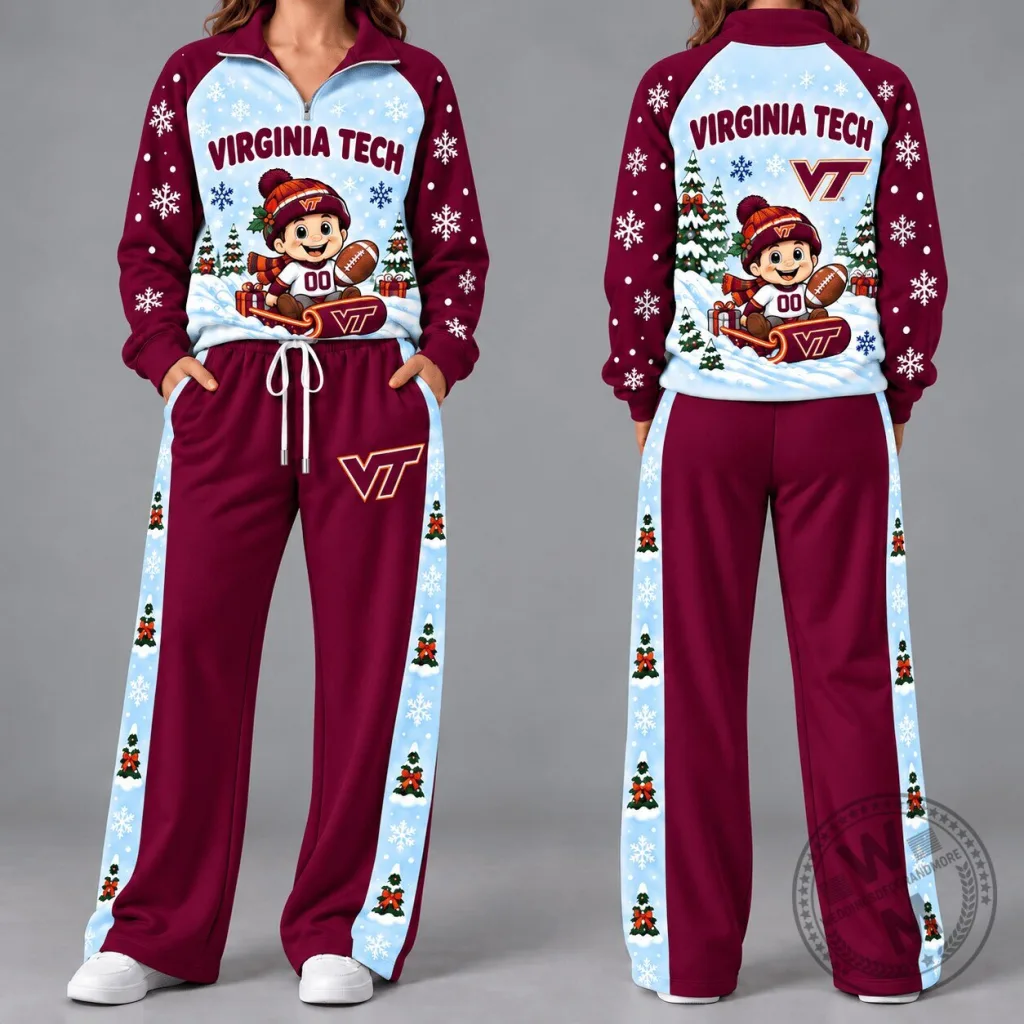 Virginia Tech Hokies Christmas Snowflakes Quarter-Zip Hoodie Virginia Tech Hokies Christmas Snowflakes Quarter-Zip Hoodie