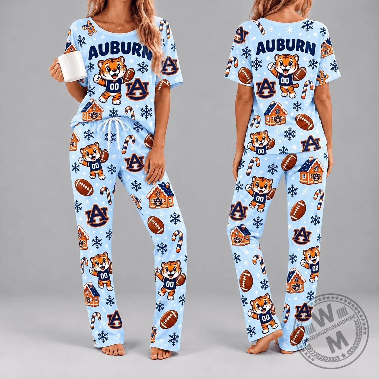 Auburn Tigers Christmas Holiday Women's Pajamas Set