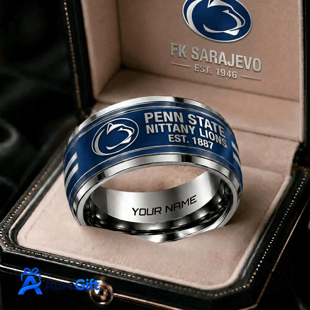 Penn State Nittany Lions Personalized Engraved Blue Stainless Steel Ring 1 Penn State Nittany Lions Personalized Engraved Blue Stainless Steel Ring