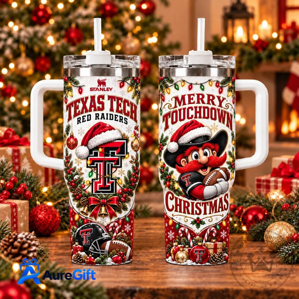 Texas Tech Red Raiders Merry Touchdown Christmas 40oz Tumbler with Handle Texas Tech Red Raiders Merry Touchdown Christmas 40oz Tumbler with Handle