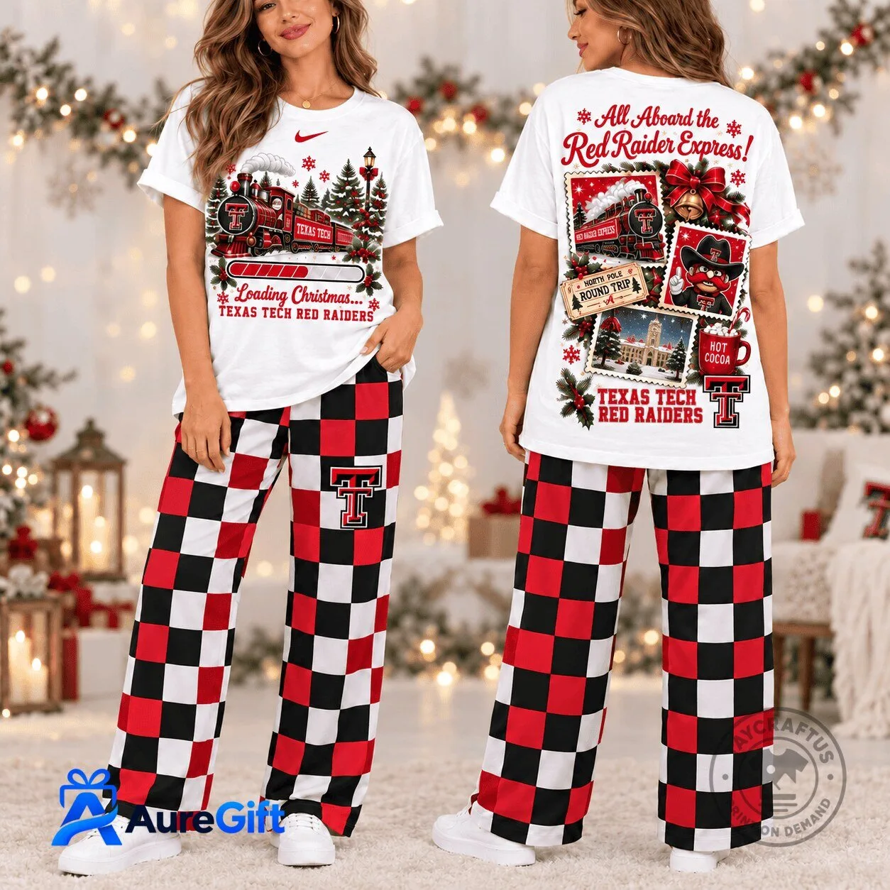Texas Tech Red Raiders Christmas Loading Red Raider Express Pajamas Set