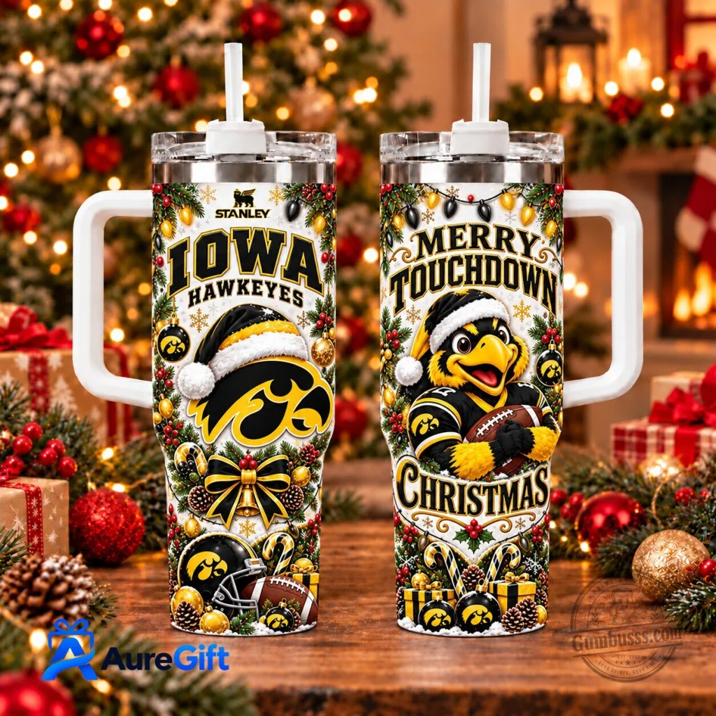 Iowa Hawkeyes Christmas Stanley 40oz Tumbler with Handle Iowa Hawkeyes Christmas Stanley 40oz Tumbler with Handle