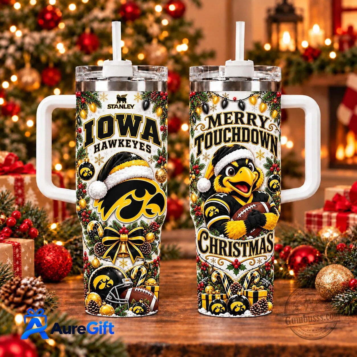 Iowa Hawkeyes Christmas Stanley 40oz Tumbler with Handle 1 Iowa Hawkeyes Christmas Stanley 40oz Tumbler with Handle