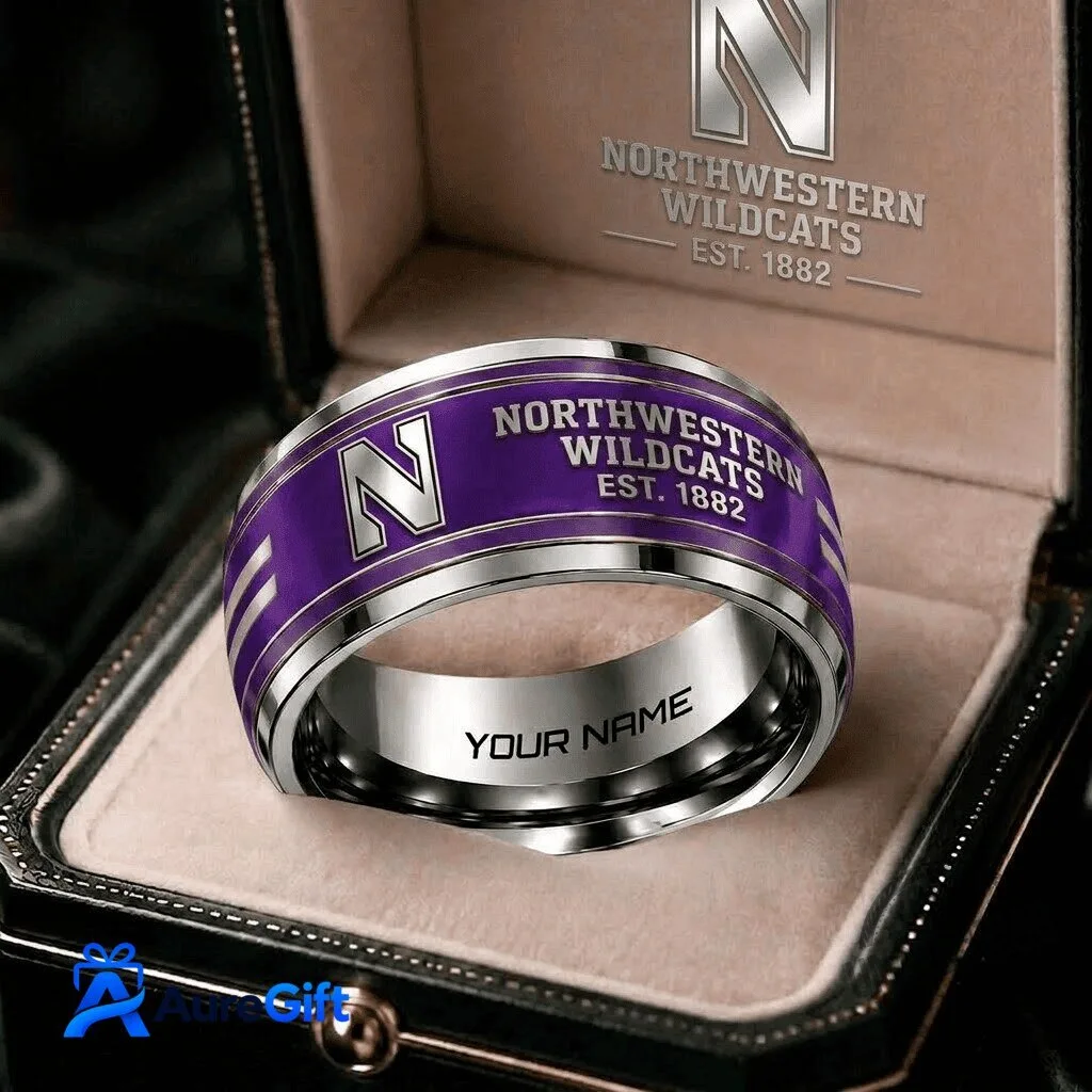 Northwestern Wildcats NCAA Personalized Purple Band Ring