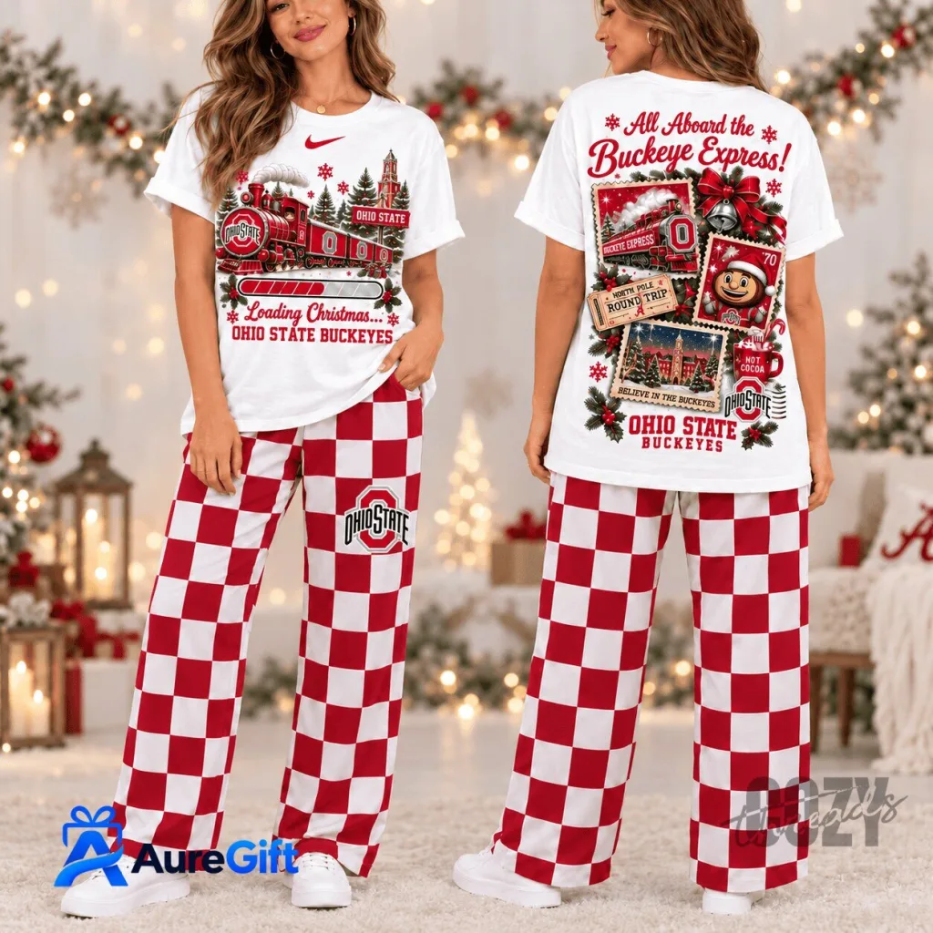 Ohio State Buckeyes Christmas Pajamas Set Ohio State Buckeyes Christmas Pajamas Set