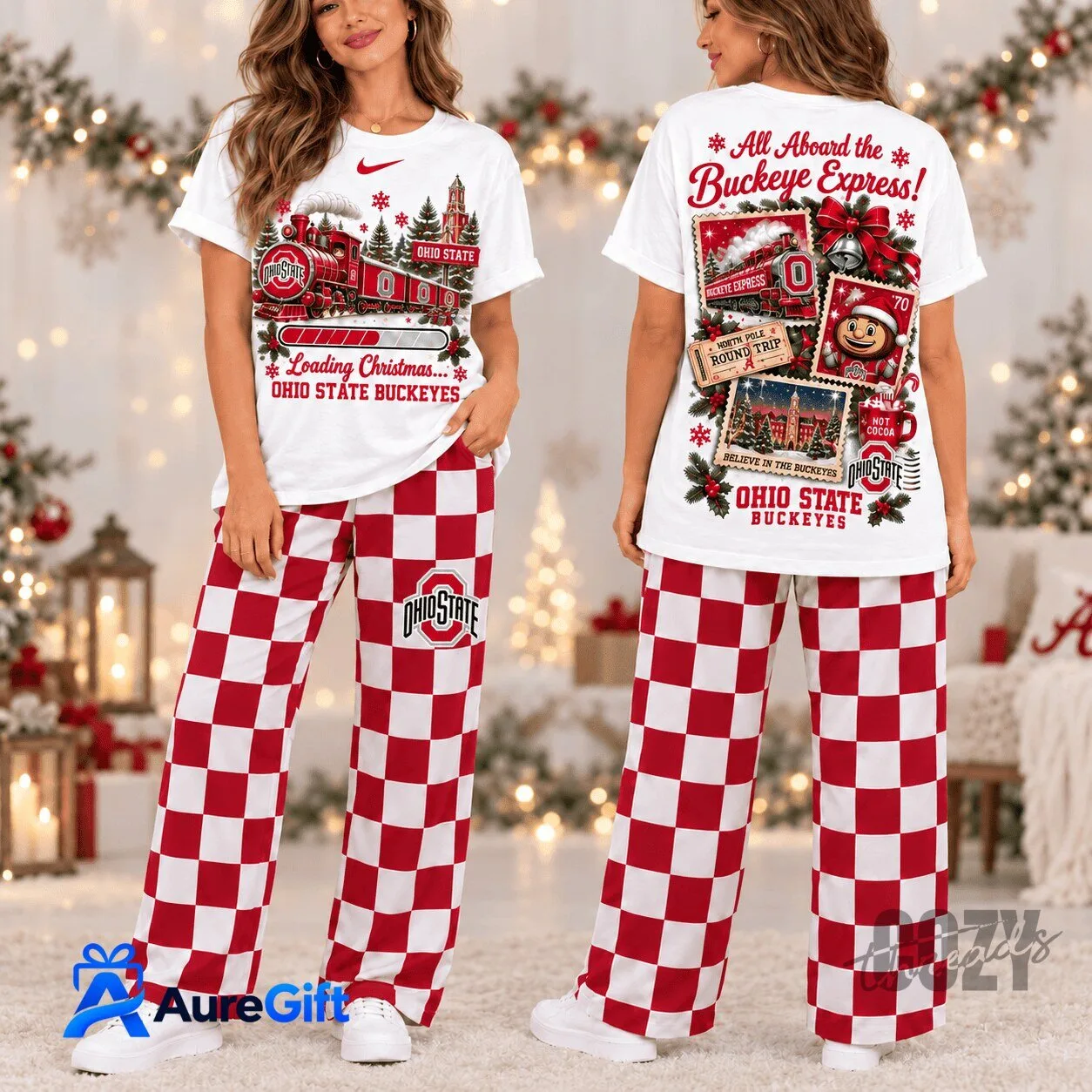 Ohio State Buckeyes Christmas Pajamas Set