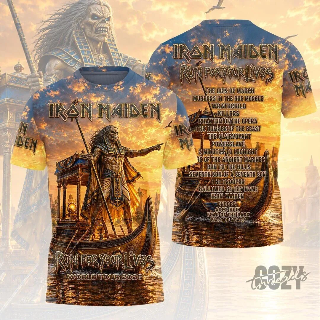 Run For Your Lives World Tour 2026 T-Shirt Featuring Iron Maiden Graphic Print